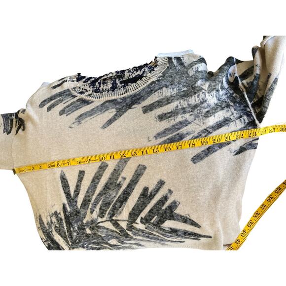 Nic & Zoe 100% Cotton Cream and Navy Design Sweater w/Distressed Edges Size PM - Picture 11 of 12